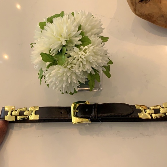 Oltre Designer leather belt with gold buckle NWOT - Picture 9 of 9